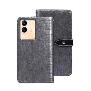For vivo V29e 5G Taiwan idewei Crocodile Texture Leather Phone Case(Grey)
