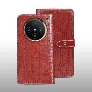 For vivo X100 idewei Crocodile Texture Leather Phone Case(Red)