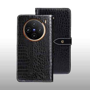 For vivo X100 idewei Crocodile Texture Leather Phone Case(Black)