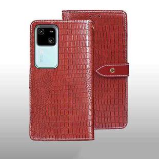 For vivo V30 idewei Crocodile Texture Leather Phone Case(Red)