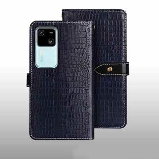 For vivo V30 idewei Crocodile Texture Leather Phone Case(Dark Blue)