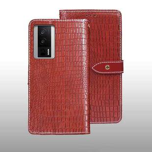 For Xiaomi Poco F5 Pro 5G idewei Crocodile Texture Leather Phone Case(Red)