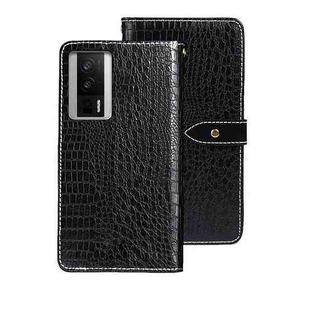 For Xiaomi Poco F5 Pro 5G idewei Crocodile Texture Leather Phone Case(Black)