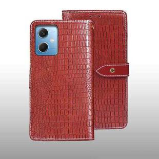 For Xiaomi Redmi Note 12 4G Global idewei Crocodile Texture Leather Phone Case(Red)