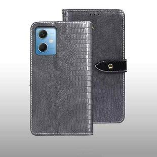 For Xiaomi Redmi Note 12 4G Global idewei Crocodile Texture Leather Phone Case(Grey)