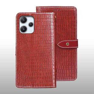 For Xiaomi Redmi 12 4G idewei Crocodile Texture Leather Phone Case(Red)