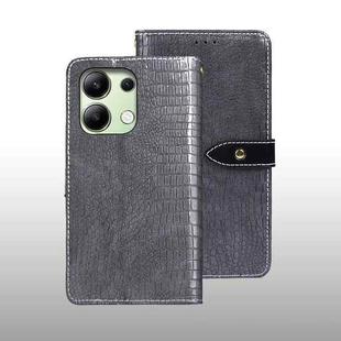 For Xiaomi Redmi Note 13 4G Global idewei Crocodile Texture Leather Phone Case(Grey)