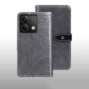 For Xiaomi Redmi Note 13 5G idewei Crocodile Texture Leather Phone Case(Grey)