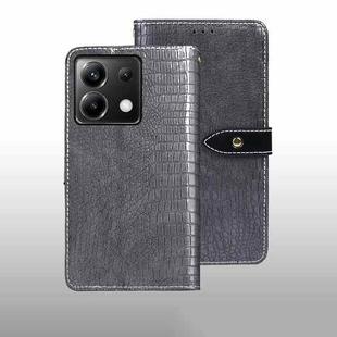 For Xiaomi Poco X6 5G idewei Crocodile Texture Leather Phone Case(Grey)