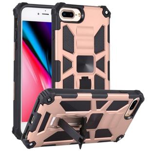 For iPhone 8 Plus / 7 Plus Shockproof TPU + PC Magnetic Protective Case with Holder(Rose Gold)