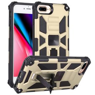 For iPhone 8 Plus / 7 Plus Shockproof TPU + PC Magnetic Protective Case with Holder(Gold)