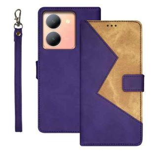 For vivo Y78 5G idewei Two-color Splicing Leather Phone Case(Purple)