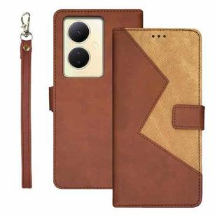 For vivo Y78 5G Global idewei Two-color Splicing Leather Phone Case(Brown)