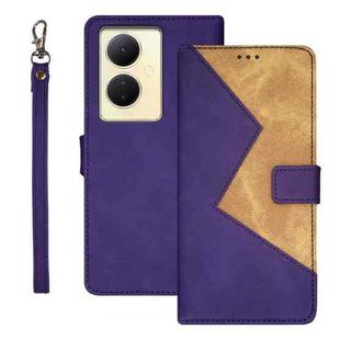 For vivo Y78 5G Global idewei Two-color Splicing Leather Phone Case(Purple)