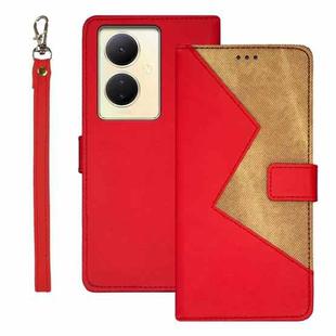 For vivo V29 Lite 5G idewei Two-color Splicing Leather Phone Case(Red)