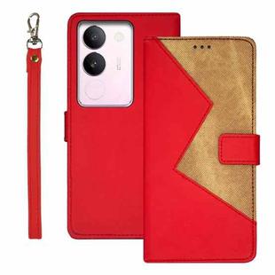 For vivo S17 idewei Two-color Splicing Leather Phone Case(Red)