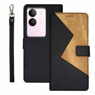 For vivo S17 idewei Two-color Splicing Leather Phone Case(Black)