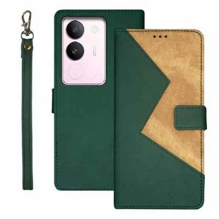 For vivo S17 idewei Two-color Splicing Leather Phone Case(Green)