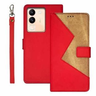 For  vivo V29E 5G Taiwan, China idewei Two-color Splicing Leather Phone Case(Red)