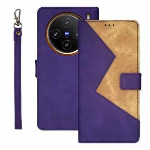 For vivo X100 idewei Two-color Splicing Leather Phone Case(Purple)