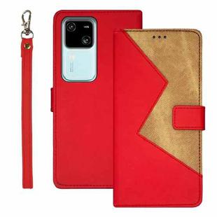 For vivo V30 idewei Two-color Splicing Leather Phone Case(Red)