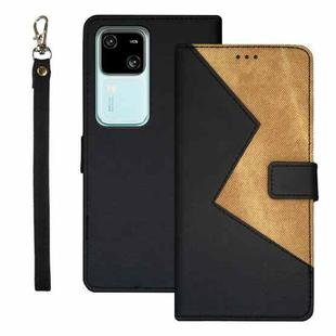 For vivo V30 idewei Two-color Splicing Leather Phone Case(Black)