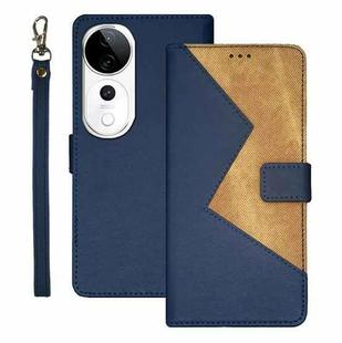 For vivo V40 5G idewei Two-color Splicing Leather Phone Case(Blue)