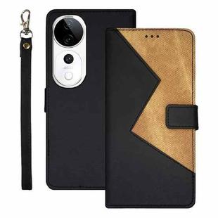 For vivo V40 5G idewei Two-color Splicing Leather Phone Case(Black)