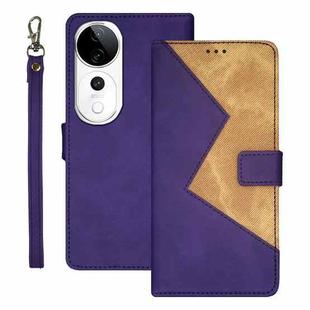 For vivo V40 5G idewei Two-color Splicing Leather Phone Case(Purple)