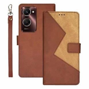 For vivo Y28s 5G idewei Two-color Splicing Leather Phone Case(Brown)