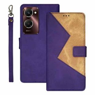 For vivo Y28s 5G idewei Two-color Splicing Leather Phone Case(Purple)