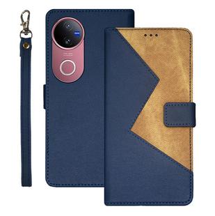 For vivo V50 5G Global idewei Two-color Splicing Leather Phone Case(Blue)