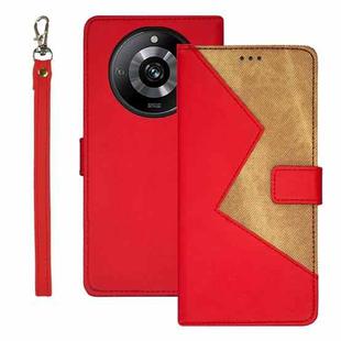 For Realme 11 Pro idewei Two-color Splicing Leather Phone Case(Red)
