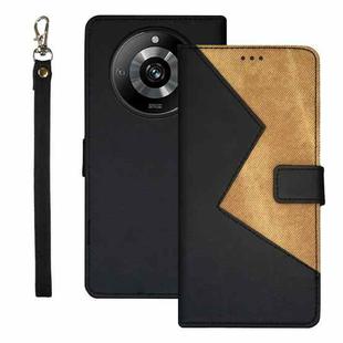 For Realme 11 Pro idewei Two-color Splicing Leather Phone Case(Black)