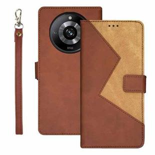 For Realme 11 Pro idewei Two-color Splicing Leather Phone Case(Brown)