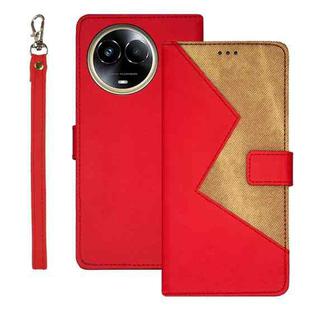 For Realme 11 5G idewei Two-color Splicing Leather Phone Case(Red)
