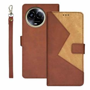 For Realme 11 5G idewei Two-color Splicing Leather Phone Case(Brown)