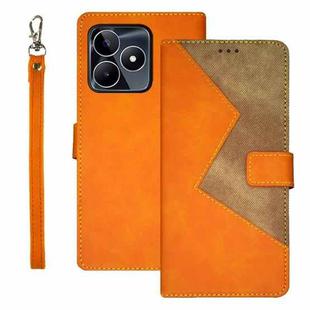 For Realme C53 idewei Two-color Splicing Leather Phone Case(Orange)