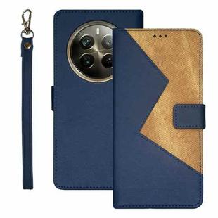 For Realme 12 Pro+ idewei Two-color Splicing Leather Phone Case(Blue)