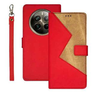 For Realme 12 Pro+ idewei Two-color Splicing Leather Phone Case(Red)