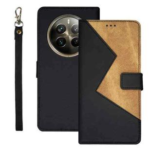 For Realme 12 Pro+ idewei Two-color Splicing Leather Phone Case(Black)