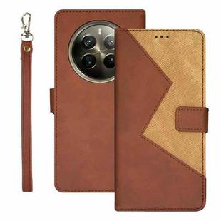 For Realme 12 Pro+ idewei Two-color Splicing Leather Phone Case(Brown)