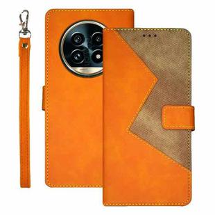 For Realme 13 Pro+ 5G idewei Two-color Splicing Leather Phone Case(Orange)