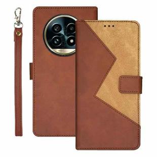 For Realme 13 Pro+ 5G idewei Two-color Splicing Leather Phone Case(Brown)