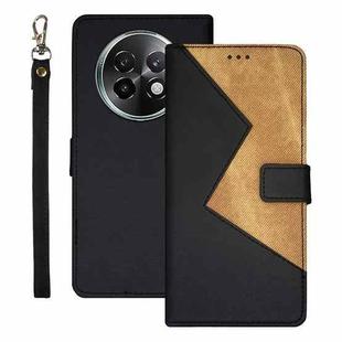 For Realme 13+ 5G idewei Two-color Splicing Leather Phone Case(Black)