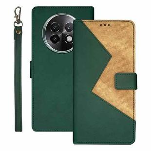 For Realme 13+ 5G idewei Two-color Splicing Leather Phone Case(Green)