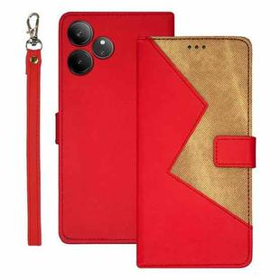 For Realme GT 6 5G Taiwan, China idewei Two-color Splicing Leather Phone Case(Red)