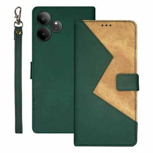 For Realme GT 6 5G Taiwan, China idewei Two-color Splicing Leather Phone Case(Green)