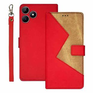 For Realme Note 50 idewei Two-color Splicing Leather Phone Case(Red)