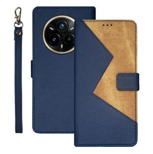 For Realme 14 Pro+ 5G idewei Two-color Splicing Leather Phone Case(Blue)
